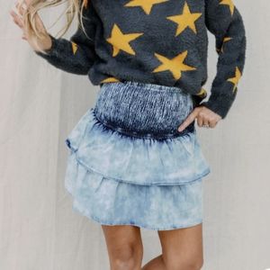 Entro USA layered ruffle denim mini skirt